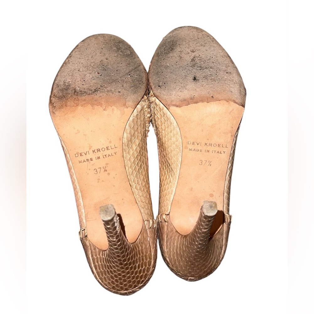 Devi Kroell Brown Python Peep Toe High Heel Pumps… - image 6